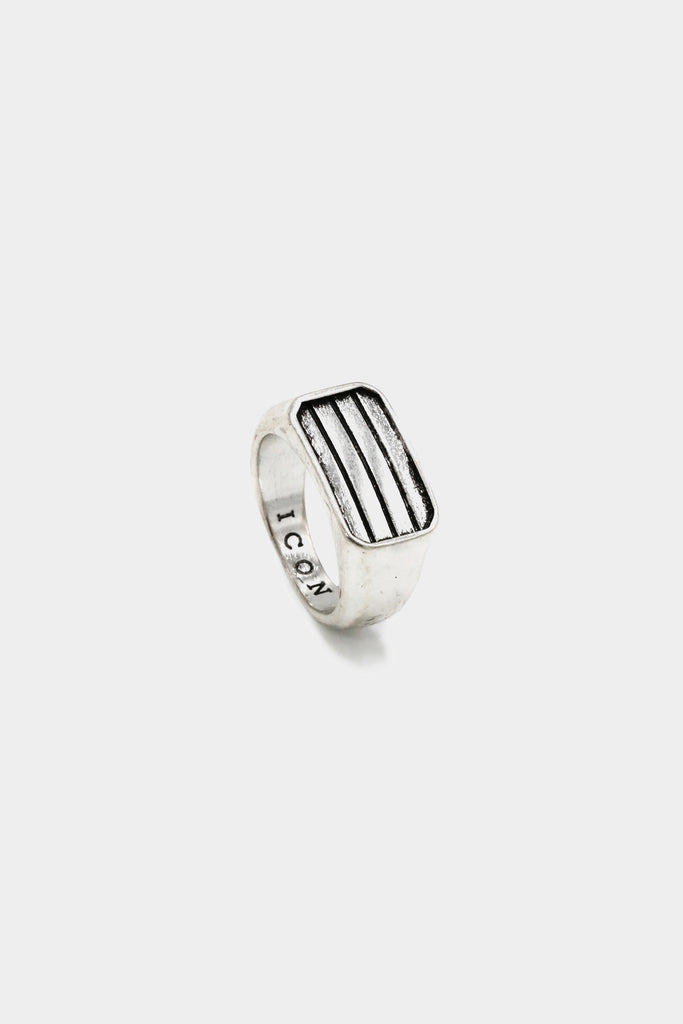 Icon Brand Silver Pinstripe Signet Ring