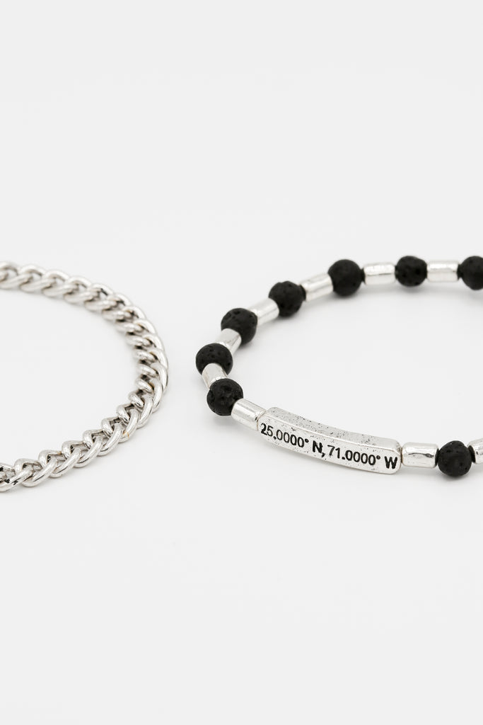 Icon Brand Silver Coordinates Bracelet Combo