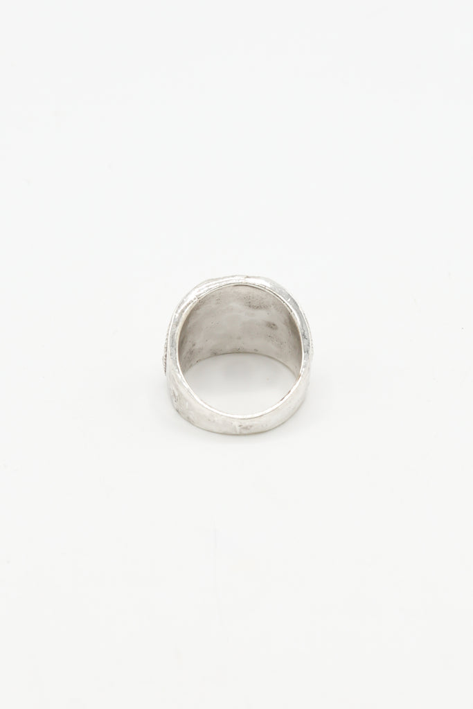 Icon Brand Silver Culture Clash Floral Signet Ring With Side Detail