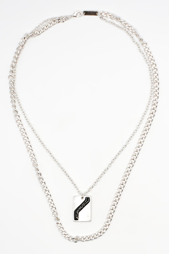 Icon Brand Silver Military Precision Double Necklace with tank detail