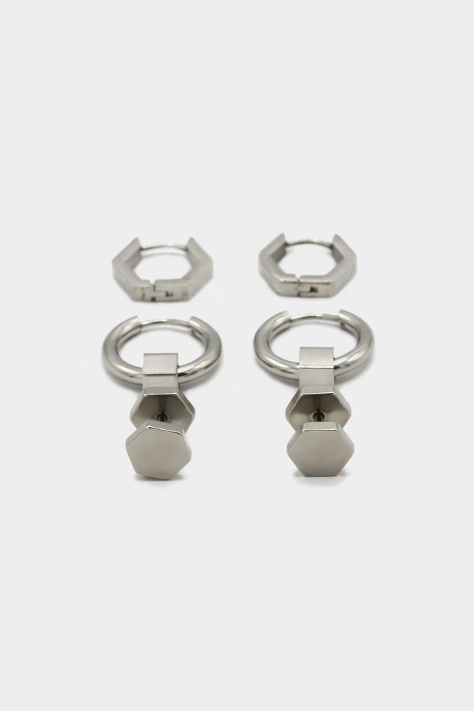 Icon Brand Silver Conveyor Earring Set